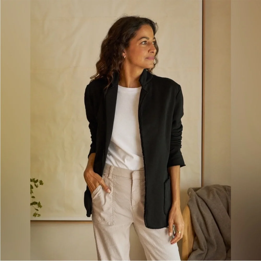Frank & Eileen Dublin Sweatshirt Blazer Triple Fleece in Black